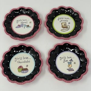 Girls Love Plate Set of 4 Black Pink 5 in Lori Siebert Certified International